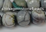 CAG5866 15 inches 16mm faceted round fire crackle agate beads