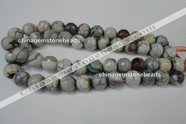CAG5866 15 inches 16mm faceted round fire crackle agate beads