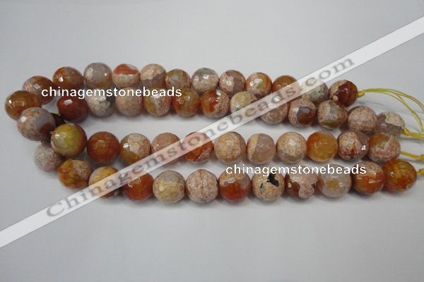 CAG5868 15 inches 16mm faceted round fire crackle agate beads