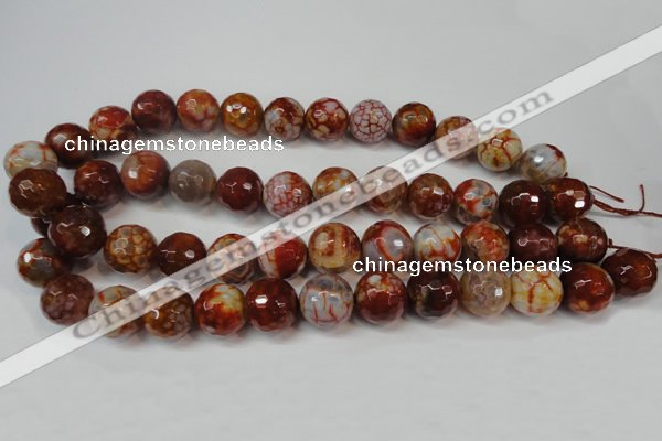 CAG5869 15 inches 16mm faceted round fire crackle agate beads