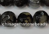 CAG5870 15 inches 16mm faceted round fire crackle agate beads