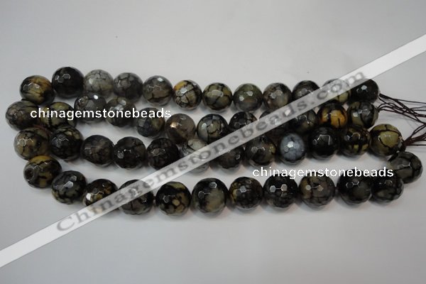 CAG5870 15 inches 16mm faceted round fire crackle agate beads