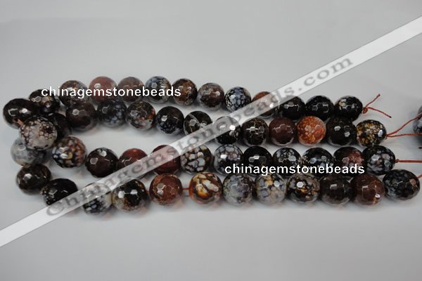 CAG5871 15 inches 16mm faceted round fire crackle agate beads