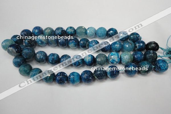 CAG5874 15 inches 16mm faceted round fire crackle agate beads