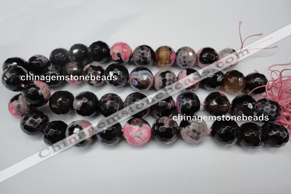 CAG5877 15 inches 18mm faceted round fire crackle agate beads