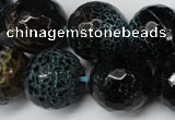 CAG5878 15 inches 18mm faceted round fire crackle agate beads