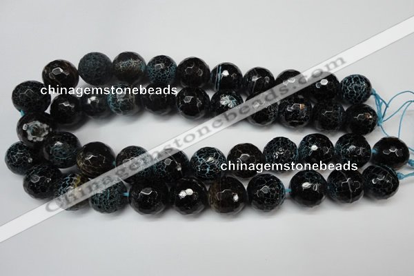 CAG5878 15 inches 18mm faceted round fire crackle agate beads