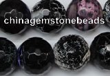 CAG5879 15 inches 18mm faceted round fire crackle agate beads