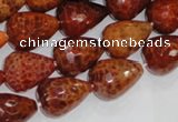 CAG588 15.5 inches 13*18mm faceted teardrop natural fire agate beads