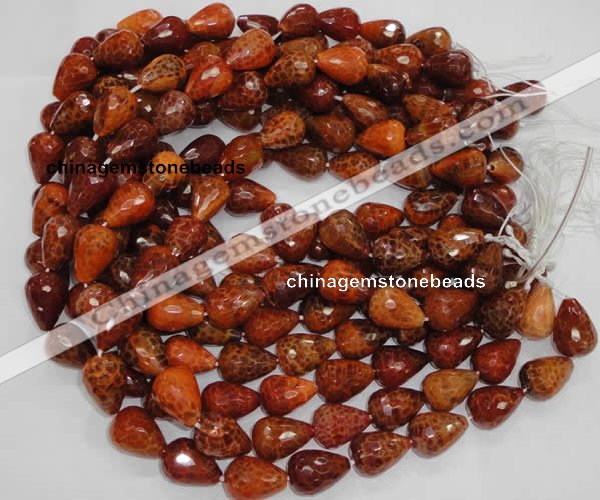 CAG588 15.5 inches 13*18mm faceted teardrop natural fire agate beads