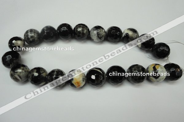 CAG5880 15 inches 20mm faceted round fire crackle agate beads