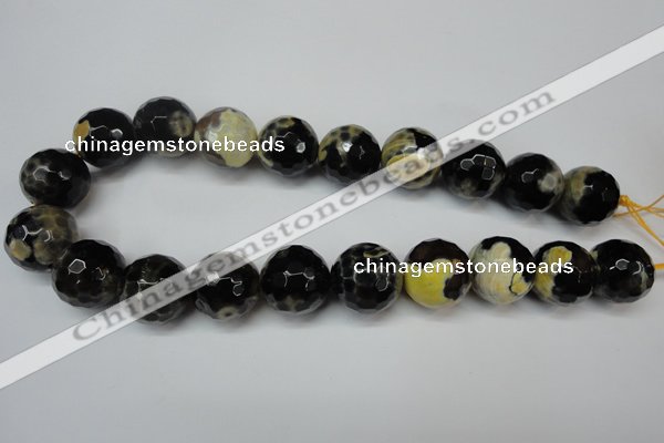 CAG5881 15 inches 20mm faceted round fire crackle agate beads