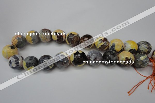 CAG5882 15 inches 20mm faceted round fire crackle agate beads