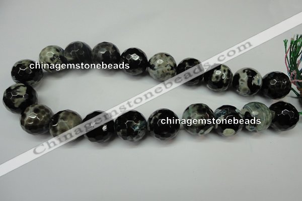 CAG5886 15 inches 20mm faceted round fire crackle agate beads