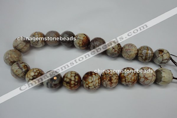 CAG5888 15 inches 20mm faceted round fire crackle agate beads