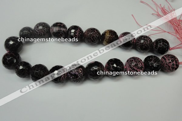 CAG5889 15 inches 20mm faceted round fire crackle agate beads