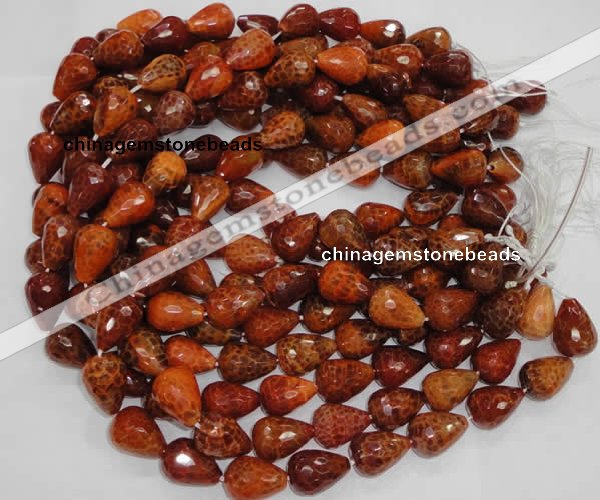 CAG589 15.5 inches 15*20mm faceted teardrop natural fire agate beads