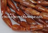 CAG590 15.5 inches 8*16mm faceted teardrop natural fire agate beads