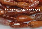 CAG591 15.5 inches 10*25mm faceted teardrop natural fire agate beads