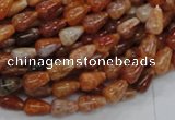 CAG592 15.5 inches 6*10mm teardrop natural fire agate beads