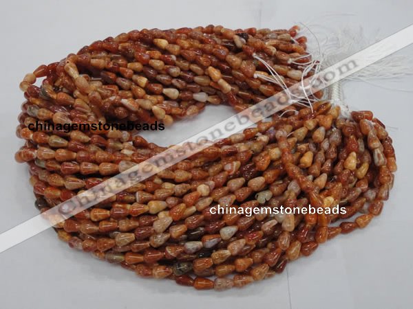 CAG592 15.5 inches 6*10mm teardrop natural fire agate beads