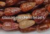 CAG593 15.5 inches 8*16mm teardrop natural fire agate beads