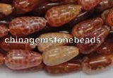 CAG593 15.5 inches 8*16mm teardrop natural fire agate beads