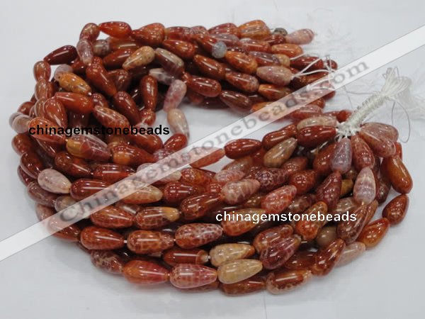 CAG593 15.5 inches 8*16mm teardrop natural fire agate beads