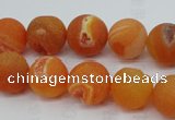 CAG5935 15 inches 12mm round matte druzy agate beads wholesale