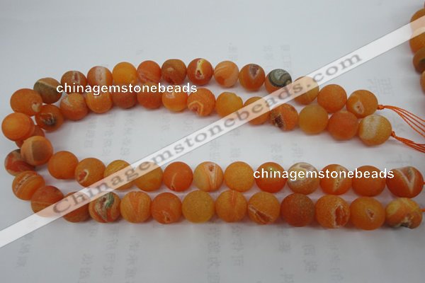 CAG5935 15 inches 12mm round matte druzy agate beads wholesale