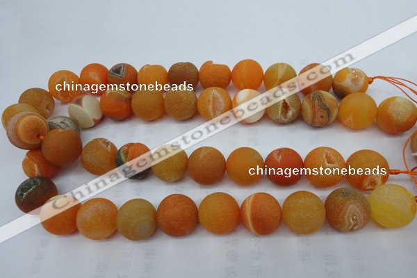 CAG5939 15 inches 20mm round matte druzy agate beads wholesale