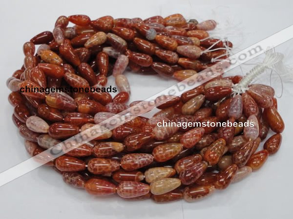 CAG594 15.5 inches 10*20mm teardrop natural fire agate beads