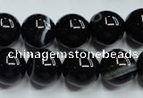 CAG5946 15.5 inches 12mm round black line agate beads wholesale