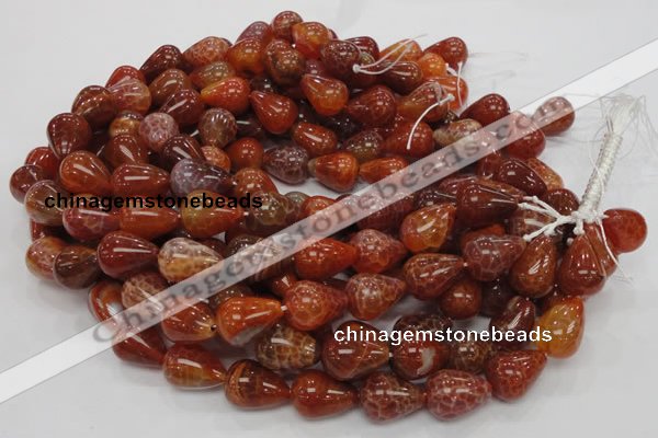 CAG595 15.5 inches 15*20mm teardrop natural fire agate beads