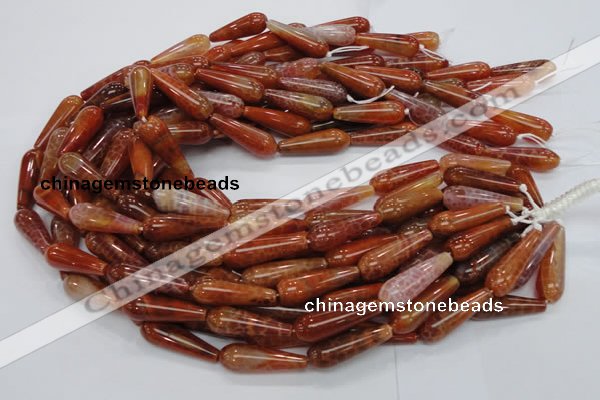 CAG596 15.5 inches 10*30mm teardrop natural fire agate beads