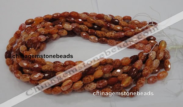 CAG598 15.5 inches 8*12mm faceted rice natural fire agate beads