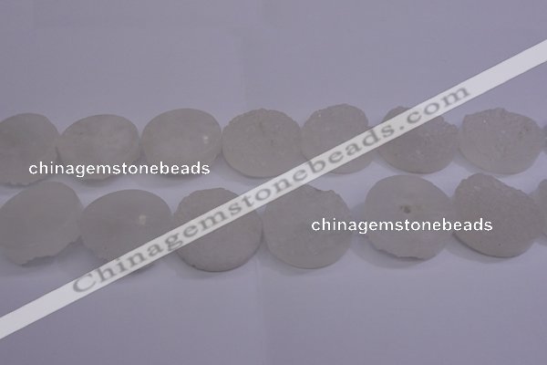 CAG5983 15.5 inches 30mm coin white agate gemstone beads