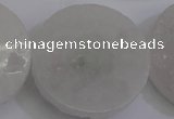 CAG5984 15.5 inches 35mm coin white agate gemstone beads