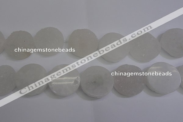 CAG5984 15.5 inches 35mm coin white agate gemstone beads