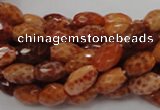 CAG599 15.5 inches 10*14mm faceted rice natural fire agate beads