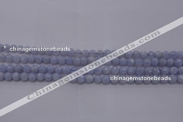 CAG5996 15.5 inches 6mm faceted round blue lace agate beads