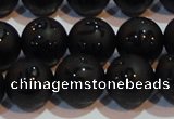 CAG6002 15.5 inches 8mm carved round matte black agate beads