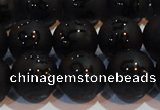 CAG6004 15.5 inches 12mm carved round matte black agate beads