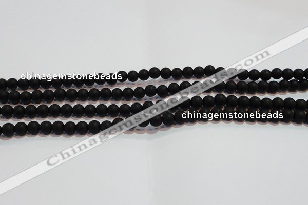 CAG6011 15.5 inches 6mm round matte black agate beads