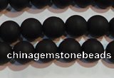 CAG6012 15.5 inches 8mm round matte black agate beads