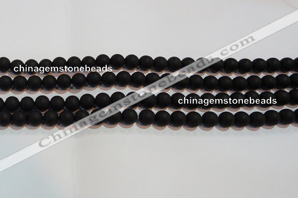 CAG6012 15.5 inches 8mm round matte black agate beads