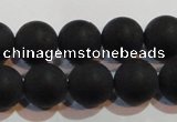 CAG6013 15.5 inches 10mm round matte black agate beads