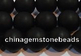 CAG6014 15.5 inches 12mm round matte black agate beads