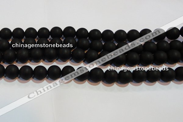 CAG6014 15.5 inches 12mm round matte black agate beads