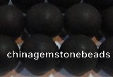 CAG6015 15.5 inches 14mm round matte black agate beads